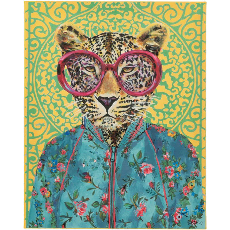 Toile murale peinte pop art Léopard 40x50 Leopika 