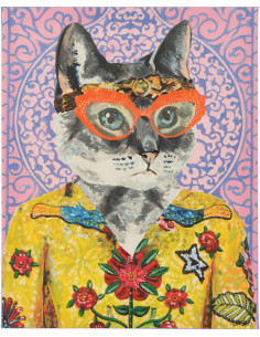 Toile murale peinte pop art Chien 40x50 Bulldo 