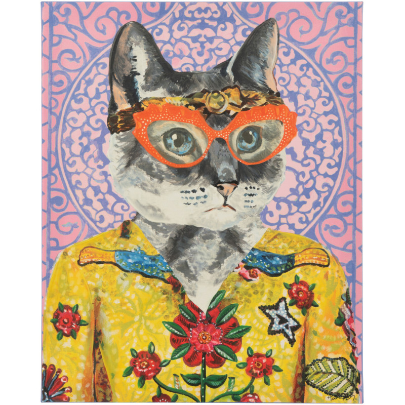 Toile murale peinte pop art Chien 40x50 Bulldo 