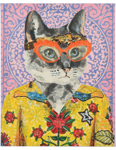 Toile murale peinte pop art Chien 40x50 Bulldo 