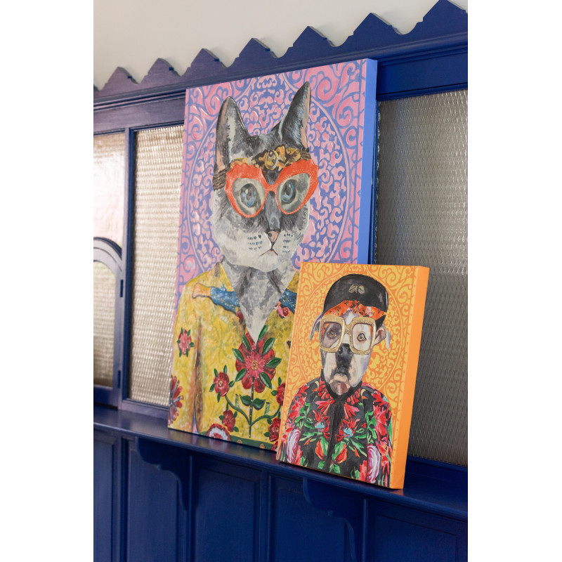 Toile murale peinte pop art Chat 40x50 Felonio 