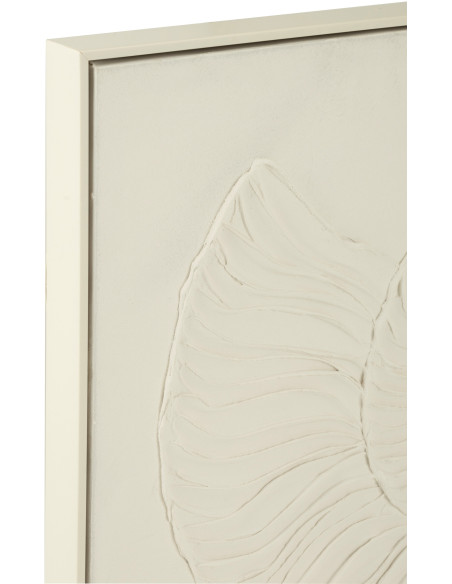 Toile murale peinte Coquillage Cadre bois blanc Spirani 