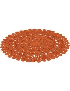 Tapis style méditerrannéen Rond 80x80 Jute Orange foncé Tressé Aurylina 