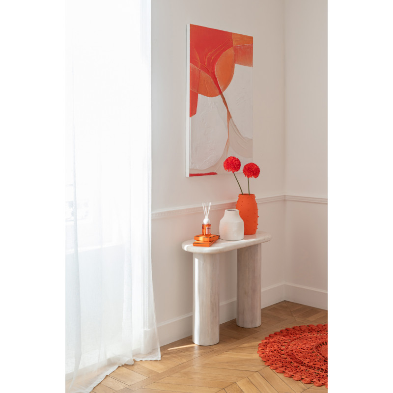 Tapis style méditerrannéen Rond 80x80 Jute Orange foncé Tressé Aurylina 