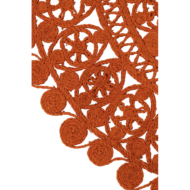 Tapis style méditerrannéen Rond 80x80 Jute Orange foncé Tressé Aurylina 