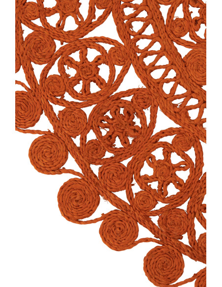 Tapis style méditerrannéen Rond 80x80 Jute Orange foncé Tressé Aurylina 