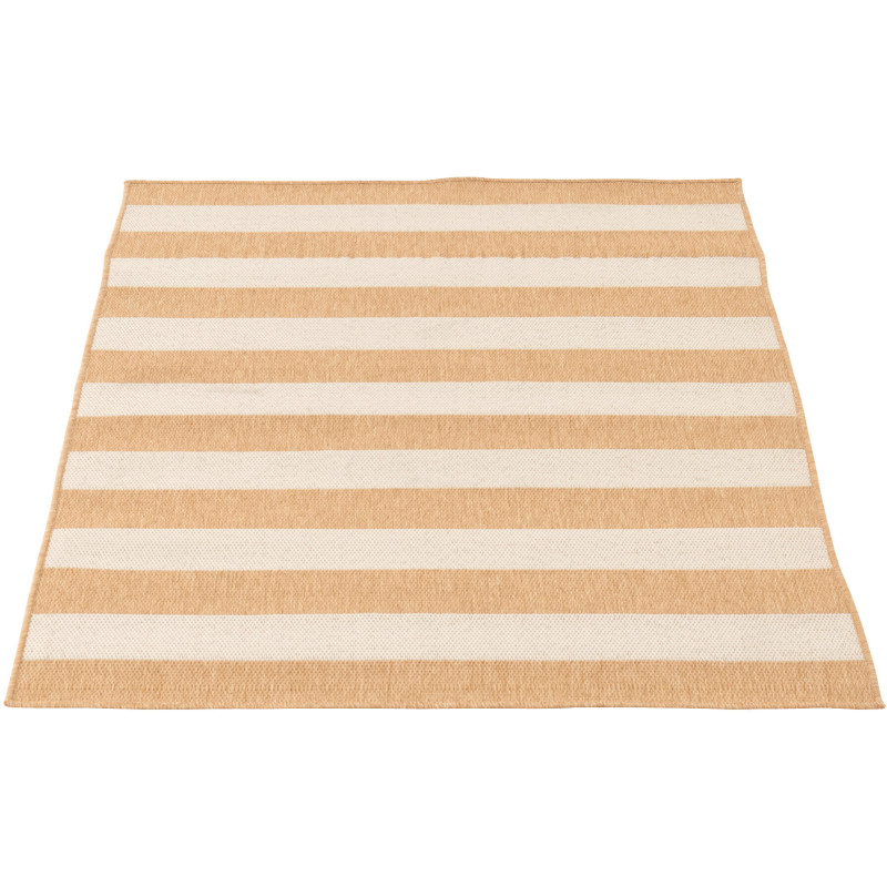 Tapis extérieur style bord de mer Rectangulaire 120x170 Polypropylène Beige Blanc Motif lignes Sablea 