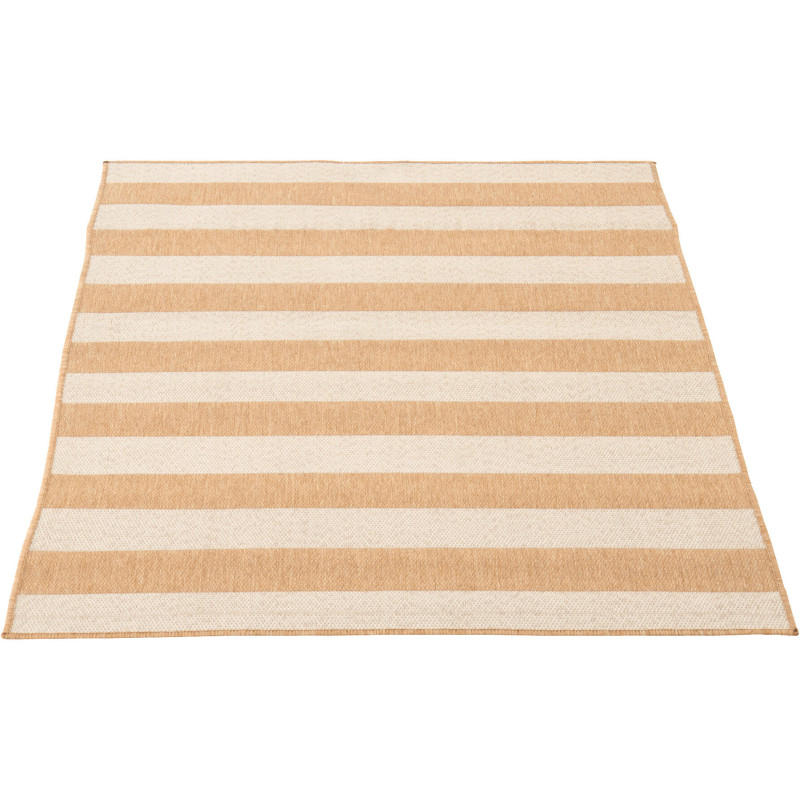 Tapis extérieur style bord de mer Rectangulaire 120x170 Polypropylène Beige Blanc Motif lignes Sablea 