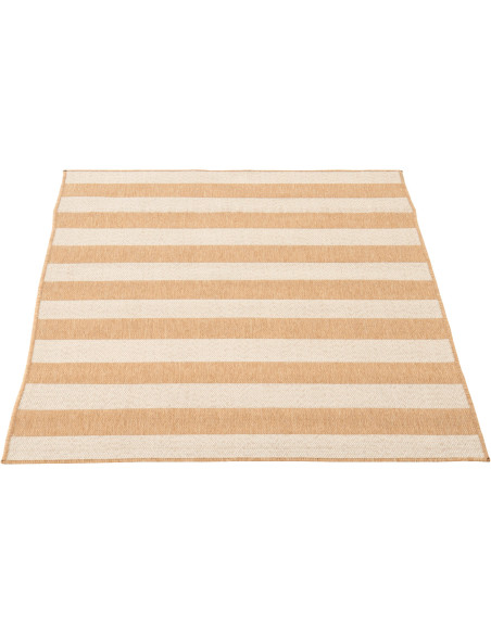 Tapis extérieur style bord de mer Rectangulaire 120x170 Polypropylène Beige Blanc Motif lignes Sablea 