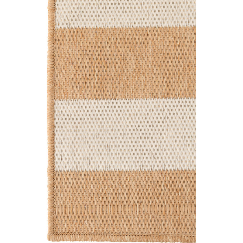 Tapis extérieur style bord de mer Rectangulaire 120x170 Polypropylène Beige Blanc Motif lignes Sablea 