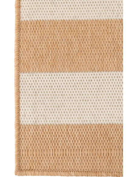 Tapis extérieur style bord de mer Rectangulaire 120x170 Polypropylène Beige Blanc Motif lignes Sablea 