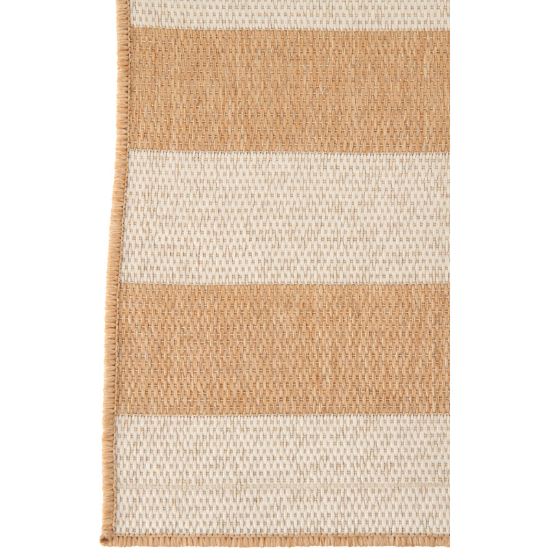 Tapis extérieur style bord de mer Rectangulaire 120x170 Polypropylène Beige Blanc Motif lignes Sablea 