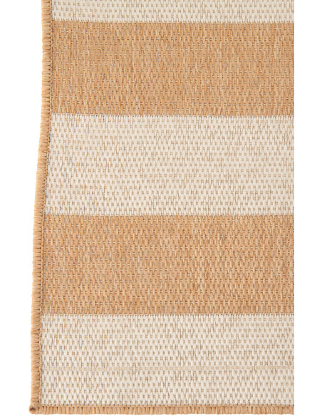 Tapis extérieur style bord de mer Rectangulaire 120x170 Polypropylène Beige Blanc Motif lignes Sablea 