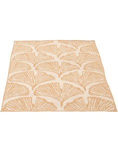 Tapis extérieur style bord de mer Rectangulaire 120x170 Polypropylène Beige Blanc Motif feuilles tropicales Sablea 
