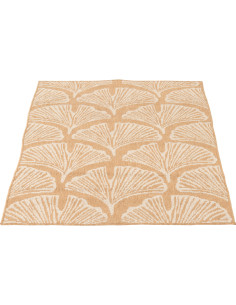 Tapis extérieur style bord de mer Rectangulaire 120x170 Polypropylène Beige Blanc Motif feuilles tropicales Sablea 