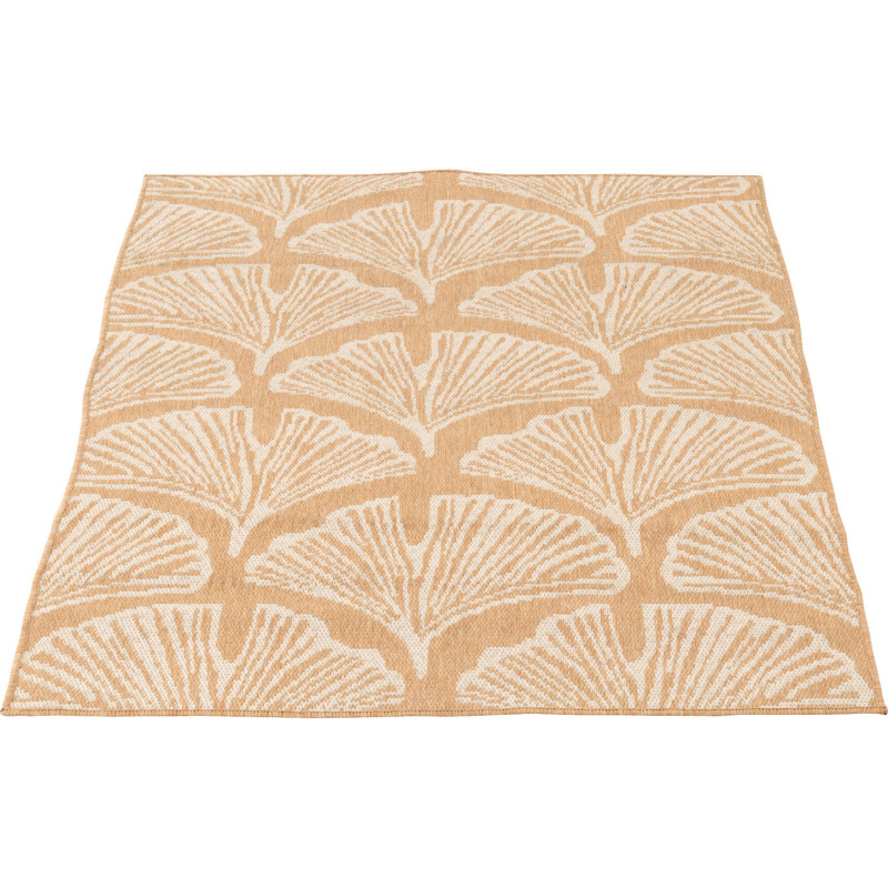 Tapis extérieur style bord de mer Rectangulaire 120x170 Polypropylène Beige Blanc Motif feuilles tropicales Sablea 