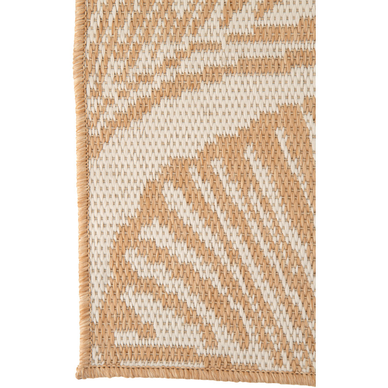 Tapis extérieur style bord de mer Rectangulaire 120x170 Polypropylène Beige Blanc Motif feuilles tropicales Sablea 