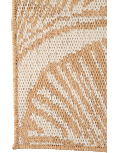 Tapis extérieur style bord de mer Rectangulaire 120x170 Polypropylène Beige Blanc Motif feuilles tropicales Sablea 