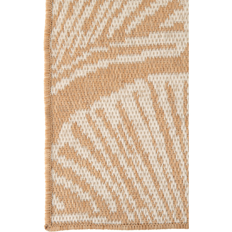 Tapis extérieur style bord de mer Rectangulaire 120x170 Polypropylène Beige Blanc Motif feuilles tropicales Sablea 