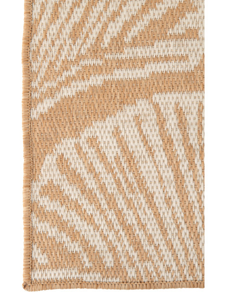 Tapis extérieur style bord de mer Rectangulaire 120x170 Polypropylène Beige Blanc Motif feuilles tropicales Sablea 