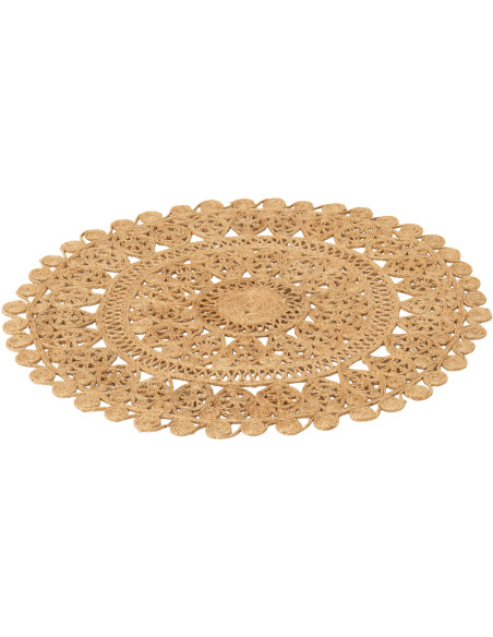 Tapis bohème chic Rond 80x80 Jute Naturel Tressé Ravanya 