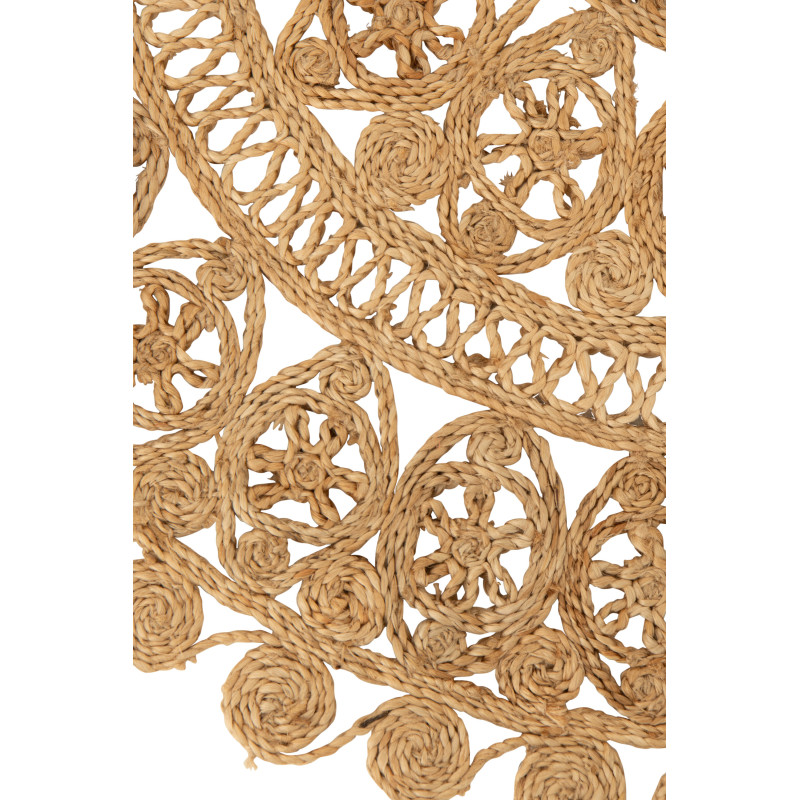 Tapis bohème chic Rond 80x80 Jute Naturel Tressé Ravanya 