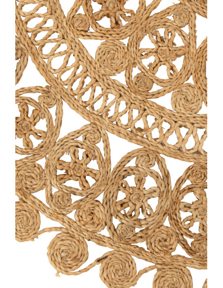 Tapis bohème chic Rond 80x80 Jute Naturel Tressé Ravanya 