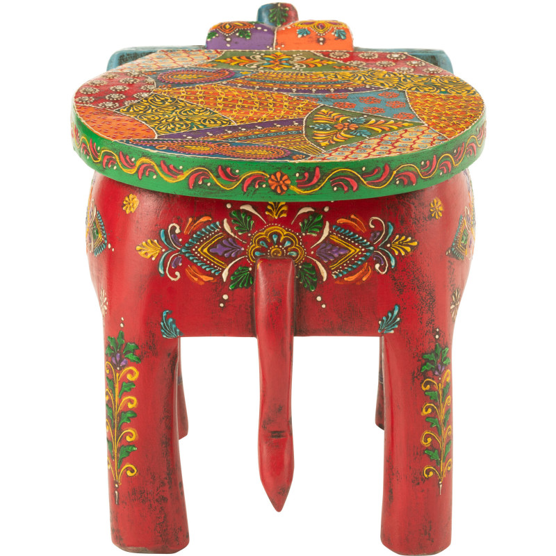 Table d'appoint indienne Éléphant Bois de manguier Multicolore Delhi 