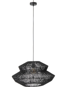 Suspension style ethnique moderne D 60 cm Corde Noir Tressé Métal Noctyra 