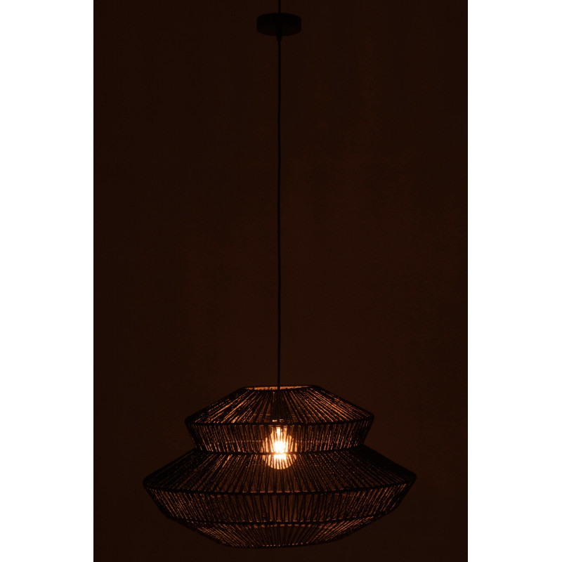 Suspension style ethnique moderne D 60 cm Corde Noir Tressé Métal Noctyra 