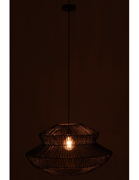 Suspension style ethnique moderne D 60 cm Corde Noir Tressé Métal Noctyra 