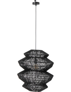 Suspension style ethnique moderne D 50 cm Corde Noir Tressé Métal Noctyra 
