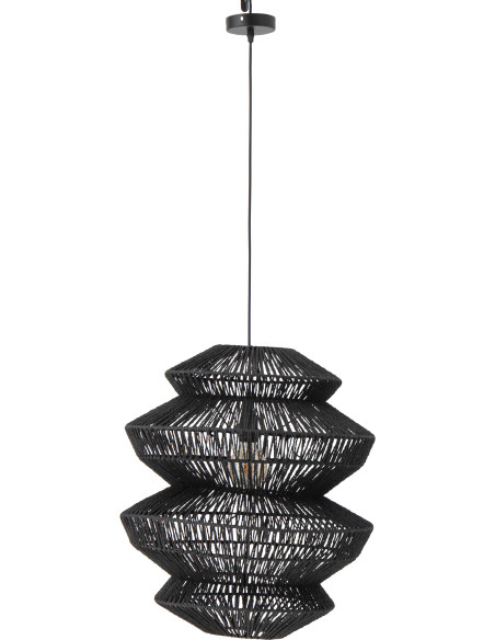 Suspension style ethnique moderne D 50 cm Corde Noir Tressé Métal Noctyra 