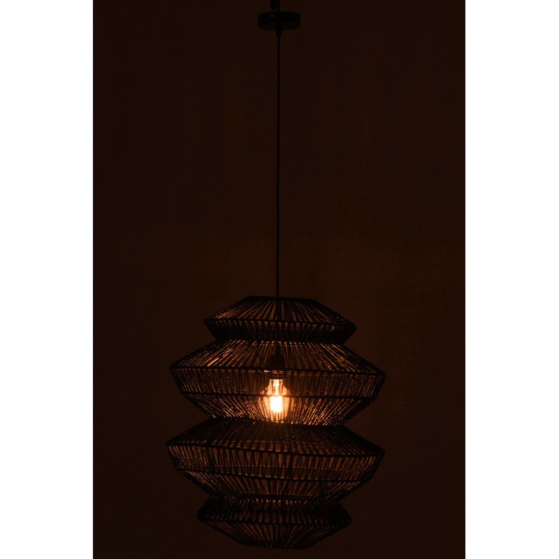 Suspension style ethnique moderne D 50 cm Corde Noir Tressé Métal Noctyra 