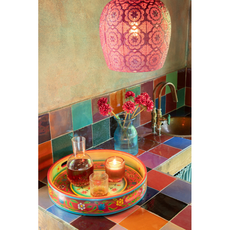 Suspension orientale moderne D 23 cm Métal Rouge Alive 