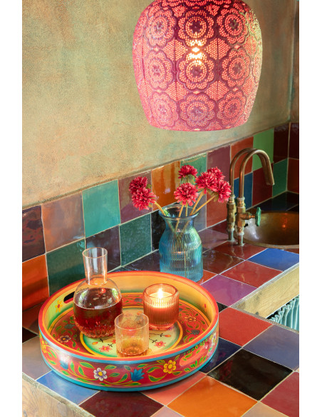 Suspension orientale moderne D 23 cm Métal Rouge Alive 