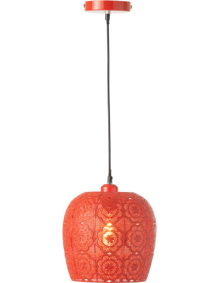 Suspension orientale moderne D 23 cm Métal Rouge Alive 