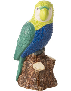 Statuette déco Perroquet H 21 cm Céramique Vert Bleu Marron Tropiki 