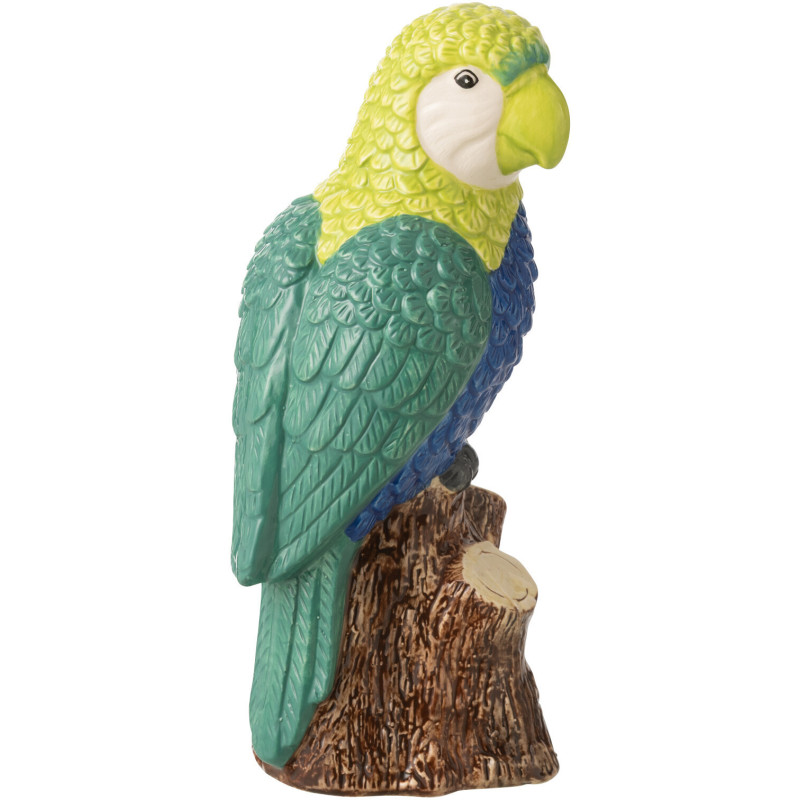 Statuette déco Perroquet H 21 cm Céramique Vert Bleu Marron Tropiki 