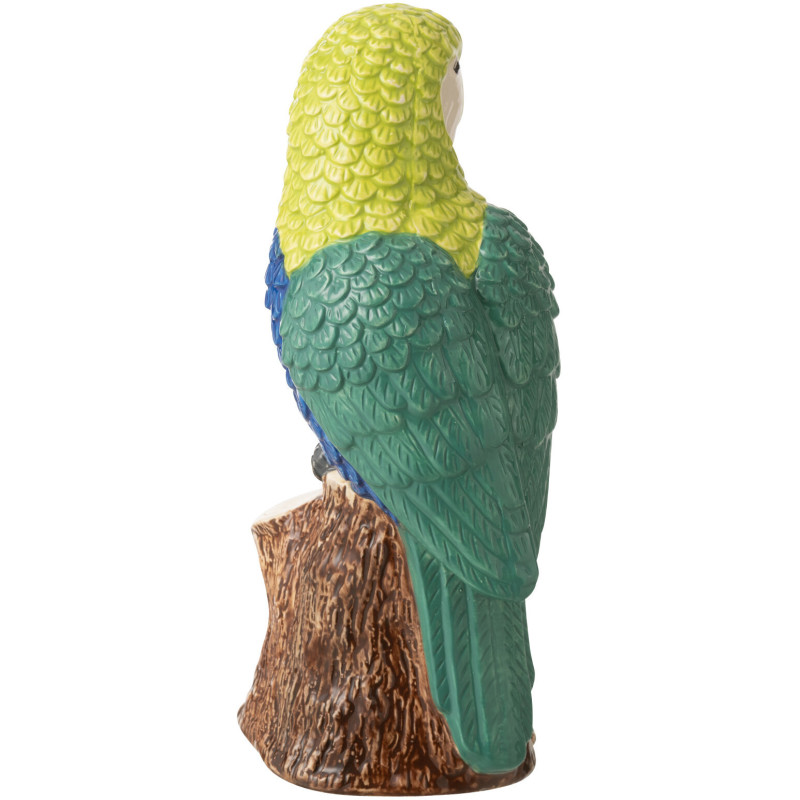 Statuette déco Perroquet H 21 cm Céramique Vert Bleu Marron Tropiki 