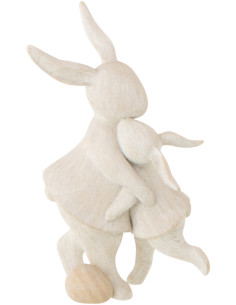 Statuette déco Lapins Oeuf Câlin H 18 cm Résine Beige Lagom 