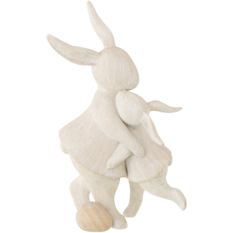 Statuette déco Lapins Oeuf Câlin H 18 cm Résine Beige Lagom 