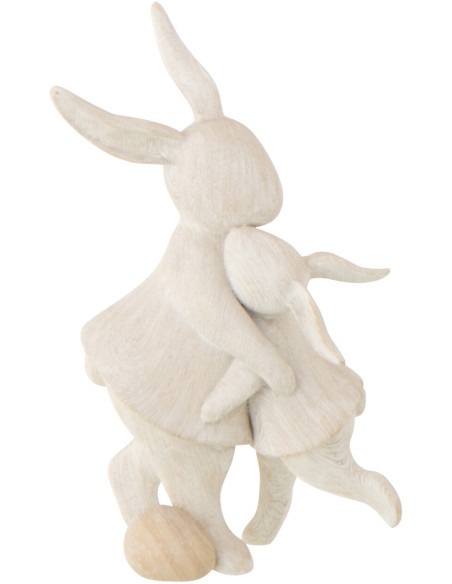 Statuette déco Lapins Oeuf Câlin H 18 cm Résine Beige Lagom 