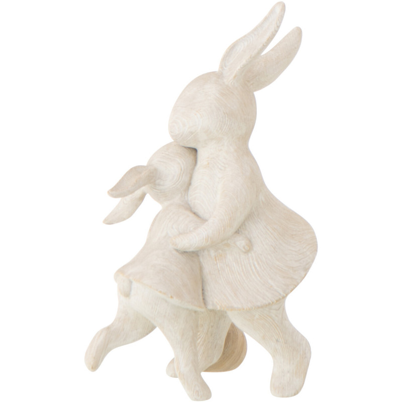 Statuette déco Lapins Oeuf Câlin H 18 cm Résine Beige Lagom 