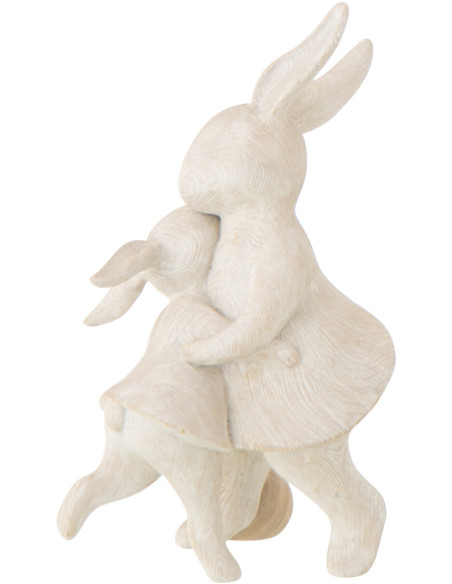 Statuette déco Lapins Oeuf Câlin H 18 cm Résine Beige Lagom 
