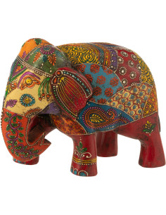 Statuette déco Éléphant indien H 20 cm Bois de manguier Multicolore Delhi 