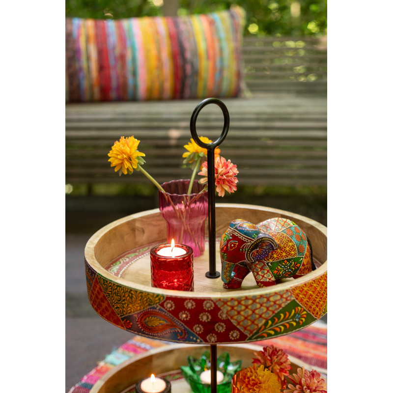 Statuette déco Éléphant indien H 20 cm Bois de manguier Multicolore Delhi 