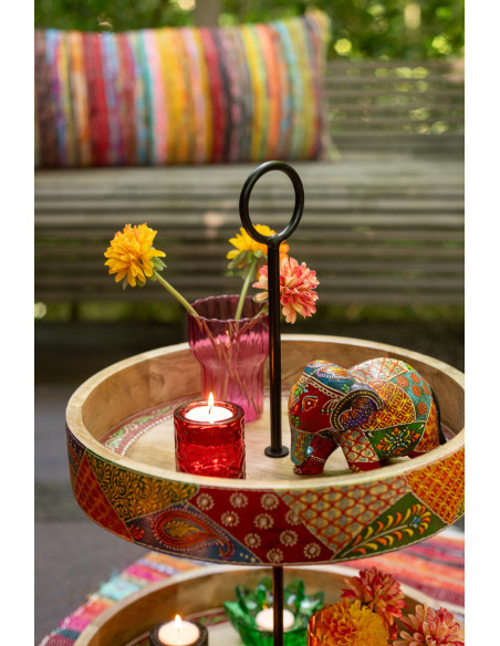 Statuette déco Éléphant indien H 20 cm Bois de manguier Multicolore Delhi 