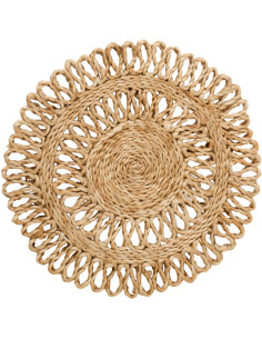 Set de Table bohème chic Rond 20 cm Jute Naturel Tressé Soléra 