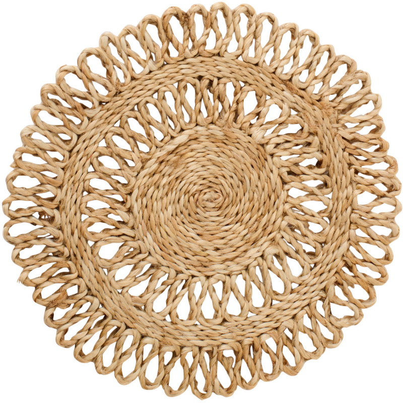 Set de Table bohème chic Rond 20 cm Jute Naturel Tressé Soléra 